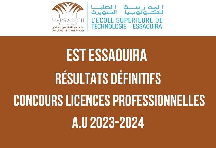 EST Essaouira Résultats définitifs concours Licences Professionnelles 2023-2024